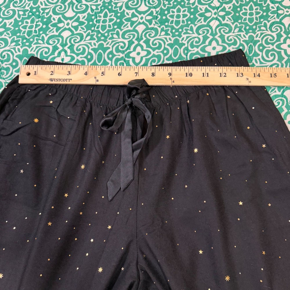 Victorias Secret Pajama Set Small Black Gold Star Celestial Button Top Pants NEW - Picture 9 of 10